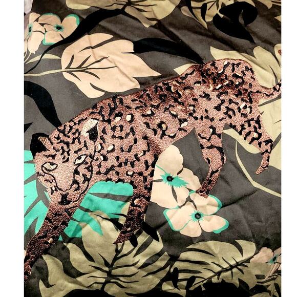 New Eva Franco Embroidered Leopard Tropical Print Midi Skirt Sz 8 - Picture 3 of 3